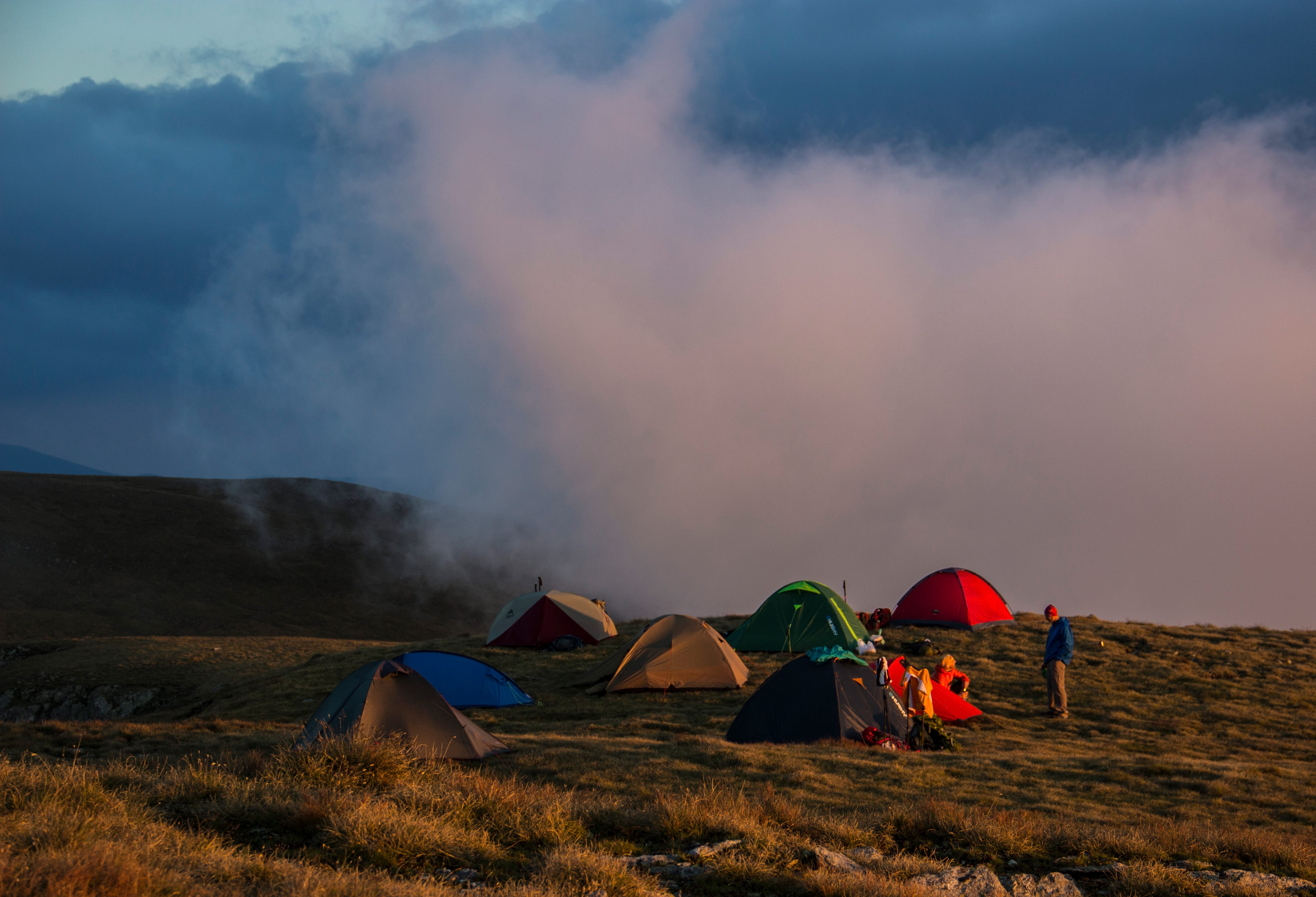 camping at high altitudes near the clouds